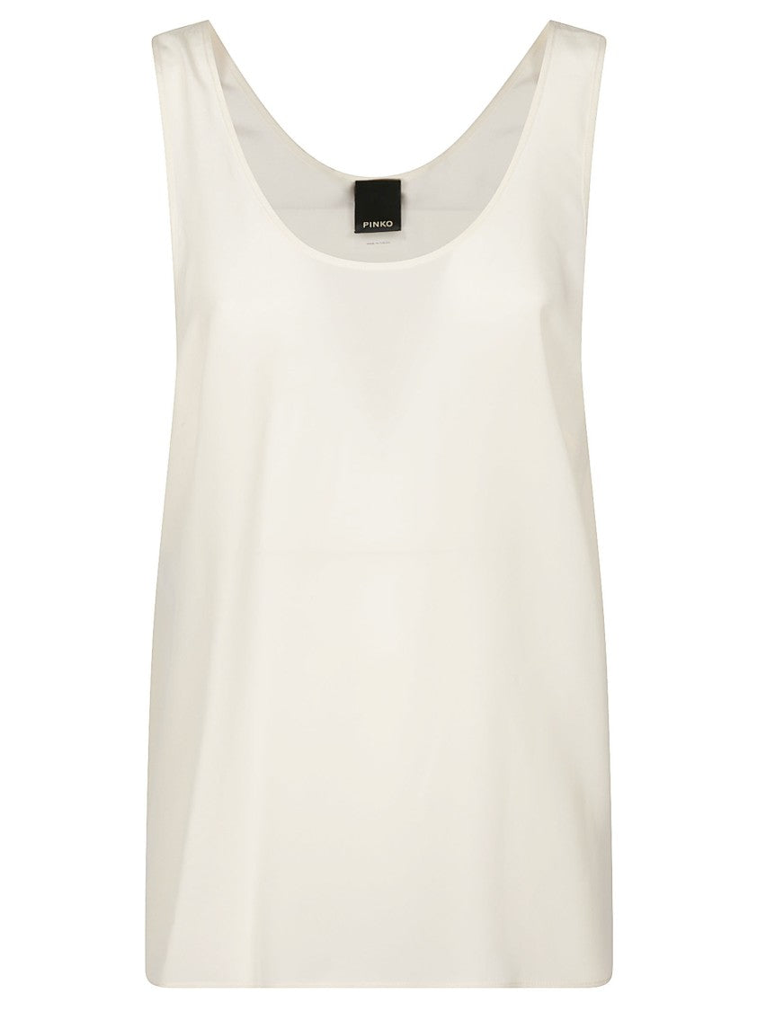 Pinko Crazy Scoop Neck Sleeveless Silk Top