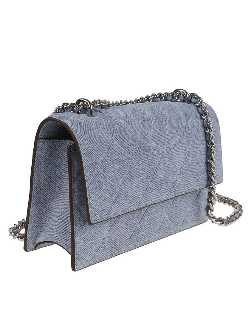 Tory Burch Quilted Suede And Leather Shoulder Bag