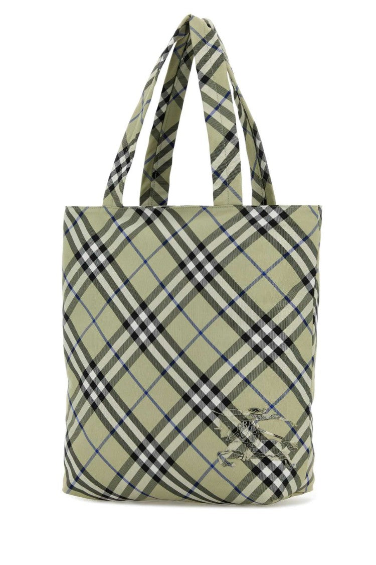 Burberry Embroidered Canvas Check Shopping Bag