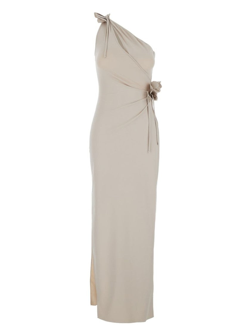 Coperni Asymmetrical Beige One-Shoulder Midi Dress