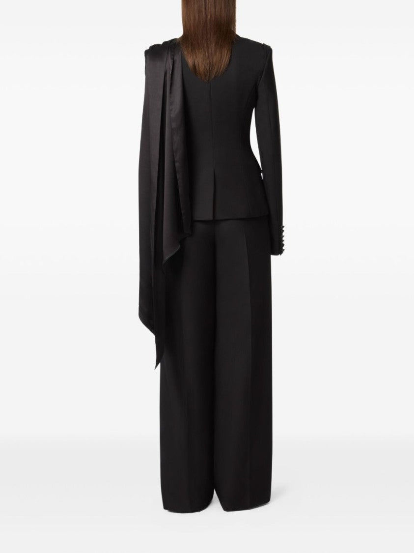 Nina Ricci Black Double Breasted Draped Scarf Jacket