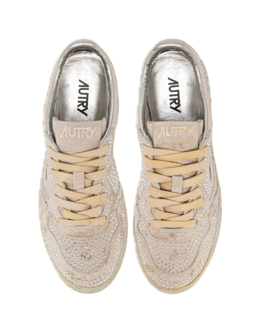 Autry White Suede Micro-Crystal Dallas Sneakers