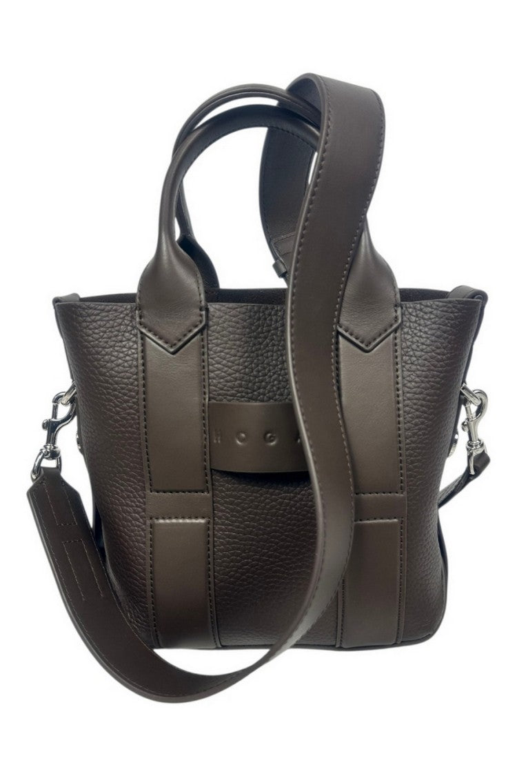 Hogan Structured Brown Calfskin Shopping Bag