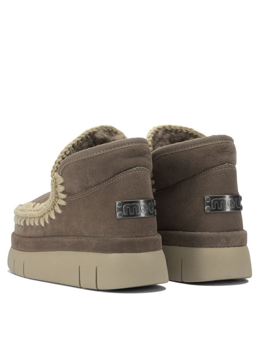Mou Sheepskin-Rubber Ankle Boots
