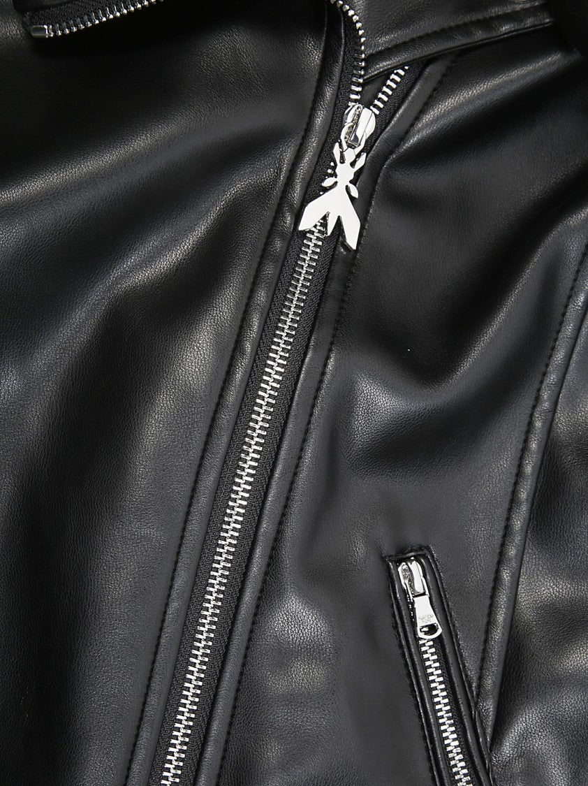Patrizia Pepe Oversized Ecopele Motorcycle Jacket With Asymmetrical Zipper