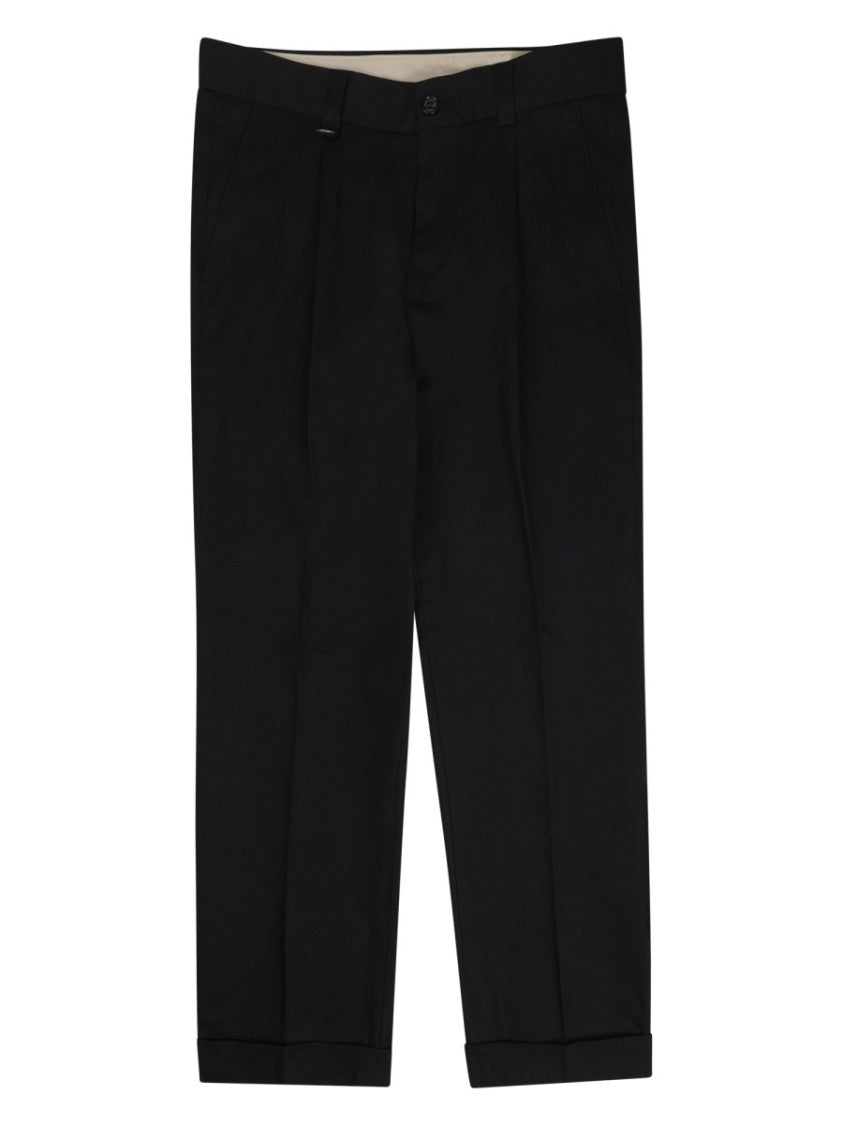 Paolo Pecora Milano Classic Tailored Black Trousers With Straight Cut And Flap Pockets