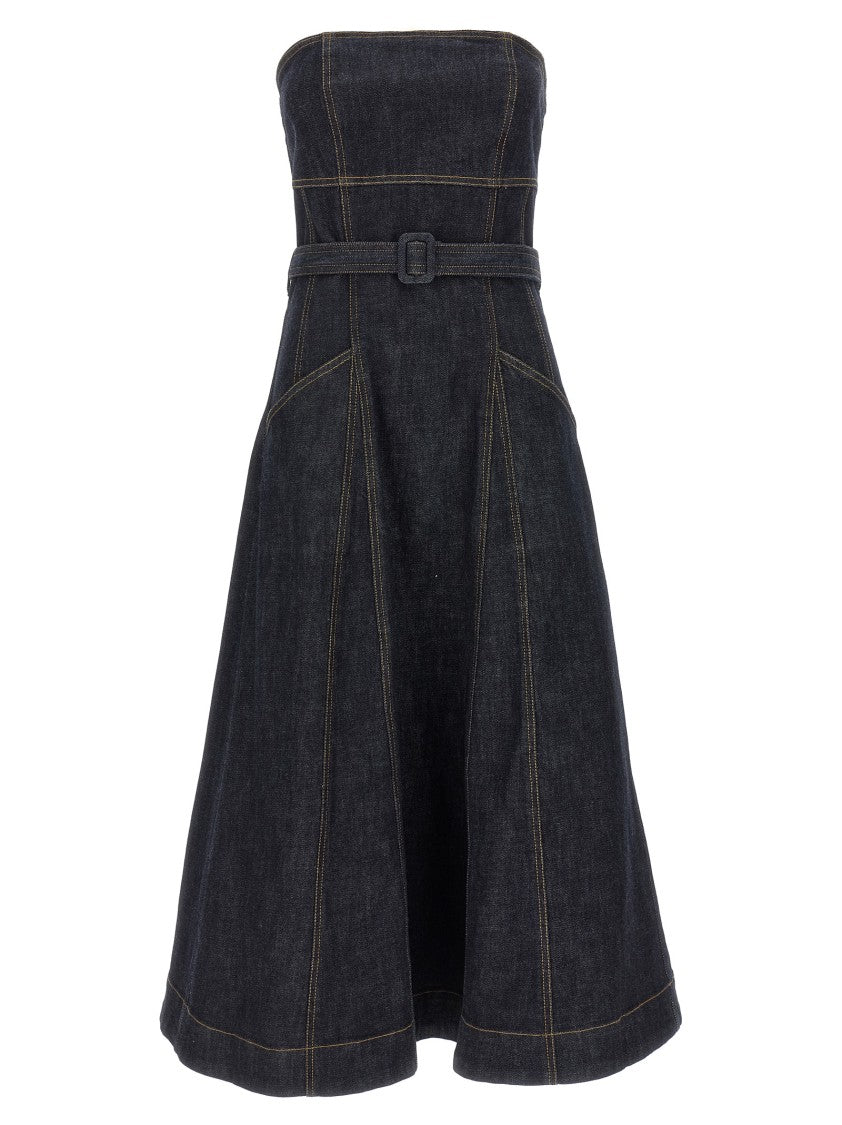 Self-Portrait Indigo Denim Bandeau Midi Dress' Dress