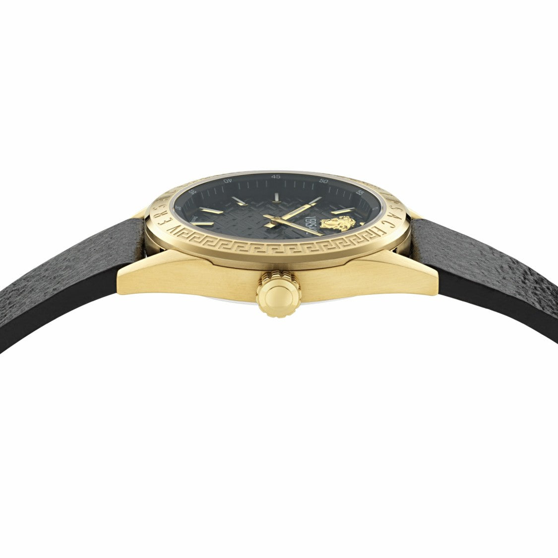 Versace Gold-Tone Stainless Steel Versace V-Code Watch With Black Dial