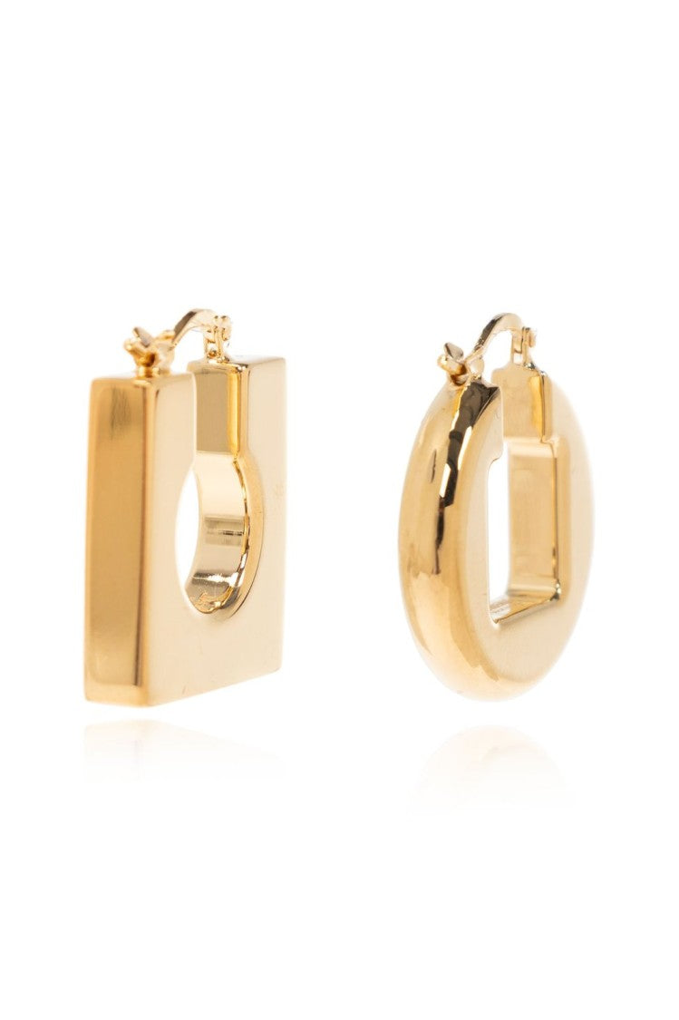 Jacquemus Contemporary Dual-Shape Gold Brass Earrings