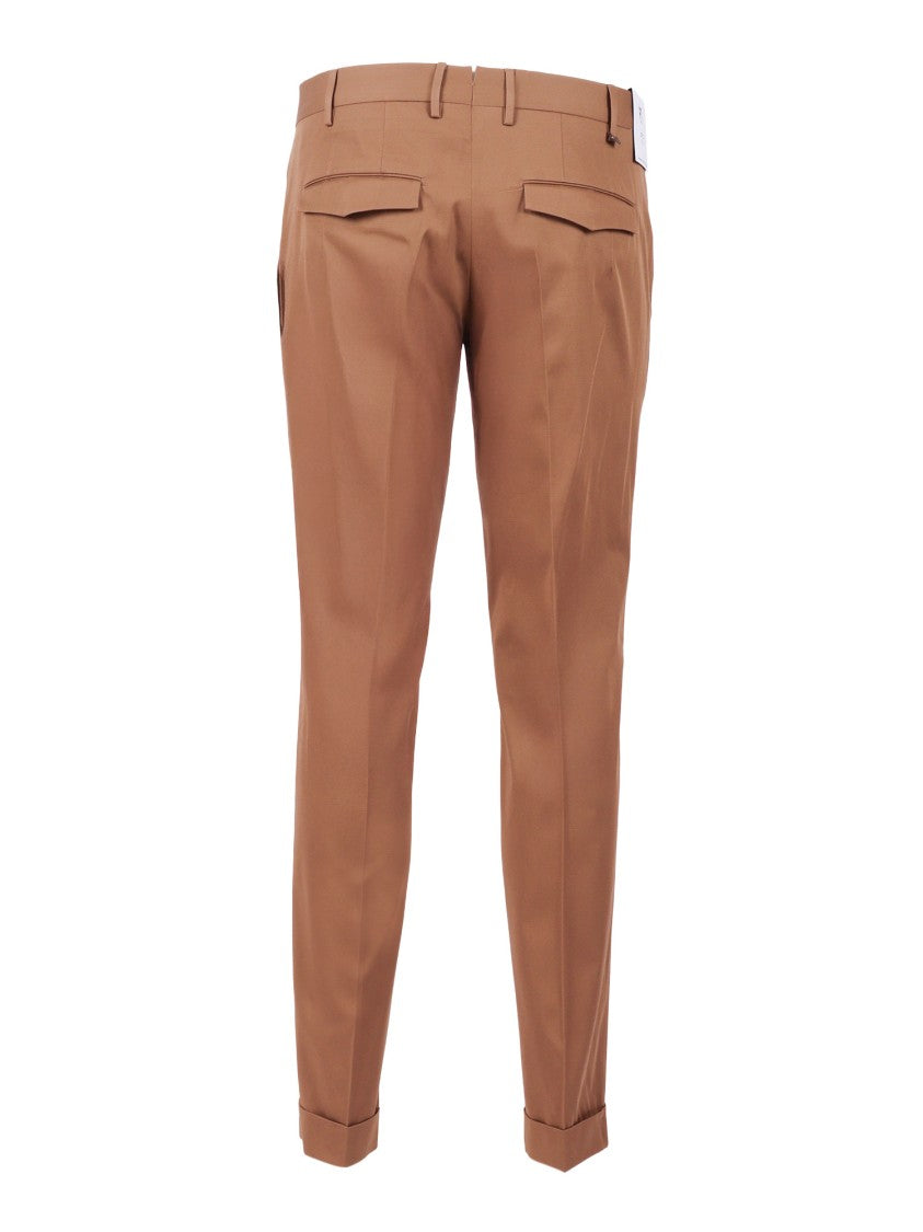 Pt01 Brown Master Cotton Silk Straight-Leg Pants