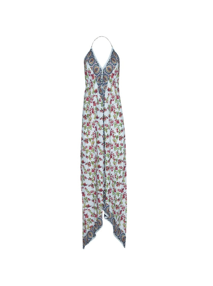 Etro Floral-Print Halterneck Maxi Dress With Handkerchief Hem