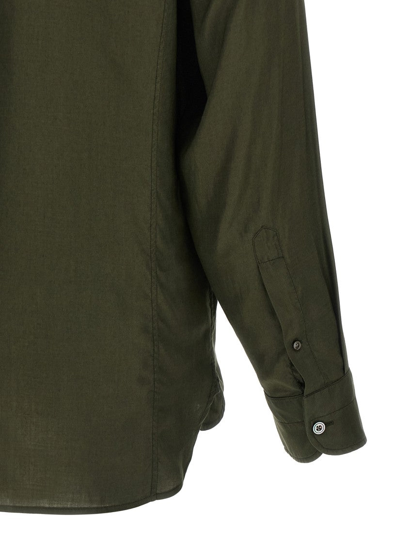 Tom Ford Fluid Gabardine Button-Down Shirt With Classic Collar And Chest Pocket