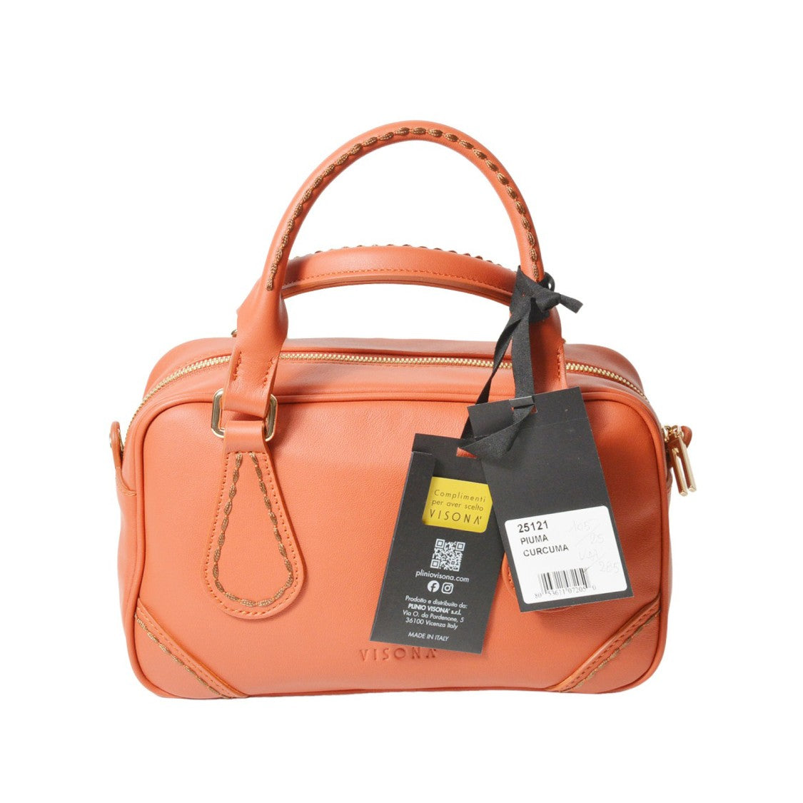 Plinio Visona' Compact Orange Handbag In Smooth Leather