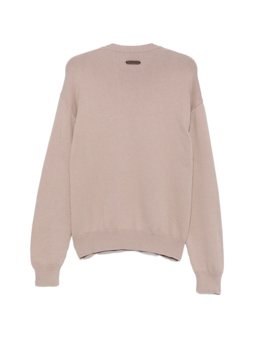 Moschino Knitted Sweater With Heart-Shaped Patch And Ribbed Finish