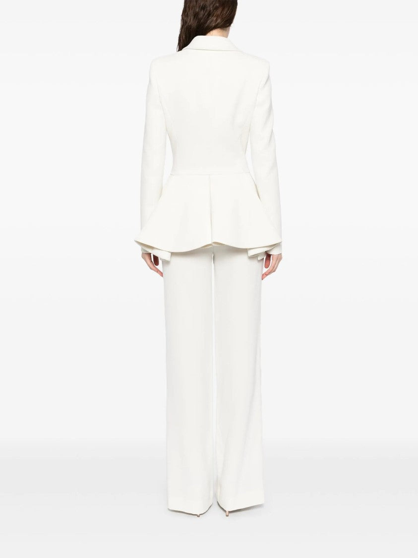Saiid Kobeisy Structured Off-White Tailored Set With Pleated Hem