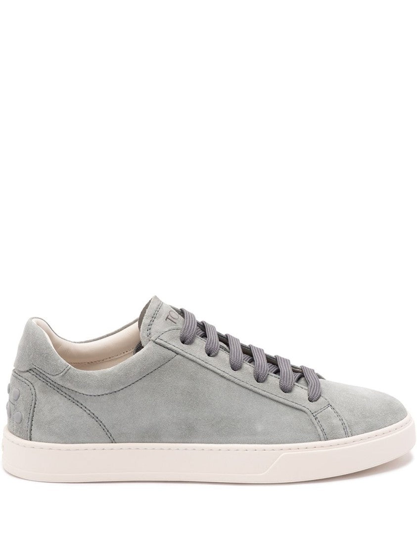 Tod's Grey Leather Round Toe Lace Sneakers