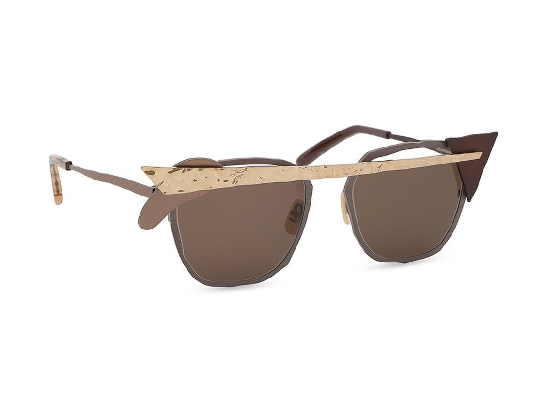Masahiro Maruyama Brown Mm-0093 Sun Geometric Gold Titanium Bar Sunglasses