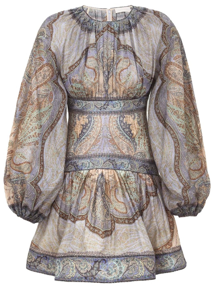 Zimmermann Neutrals Wonderlust Voluminous Sheer Mini Dress