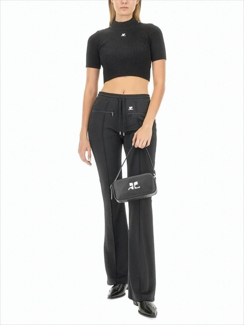 Courrèges Fitted Ribbed Crop Top With High Neckline