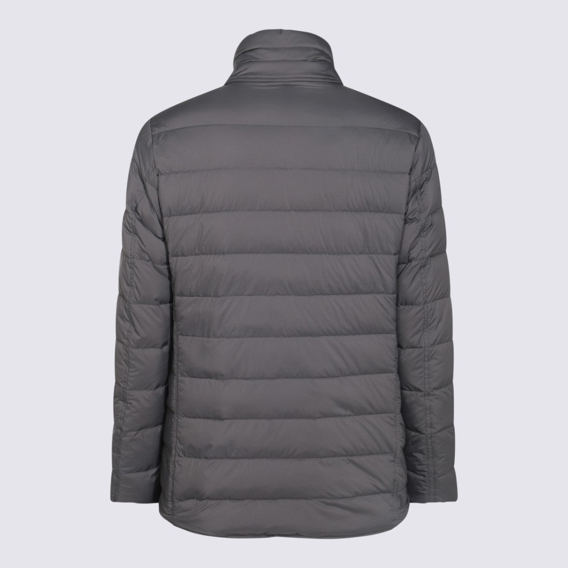 Herno Quilted Grey Jacket With Notched Lapel And Stylish Pockets