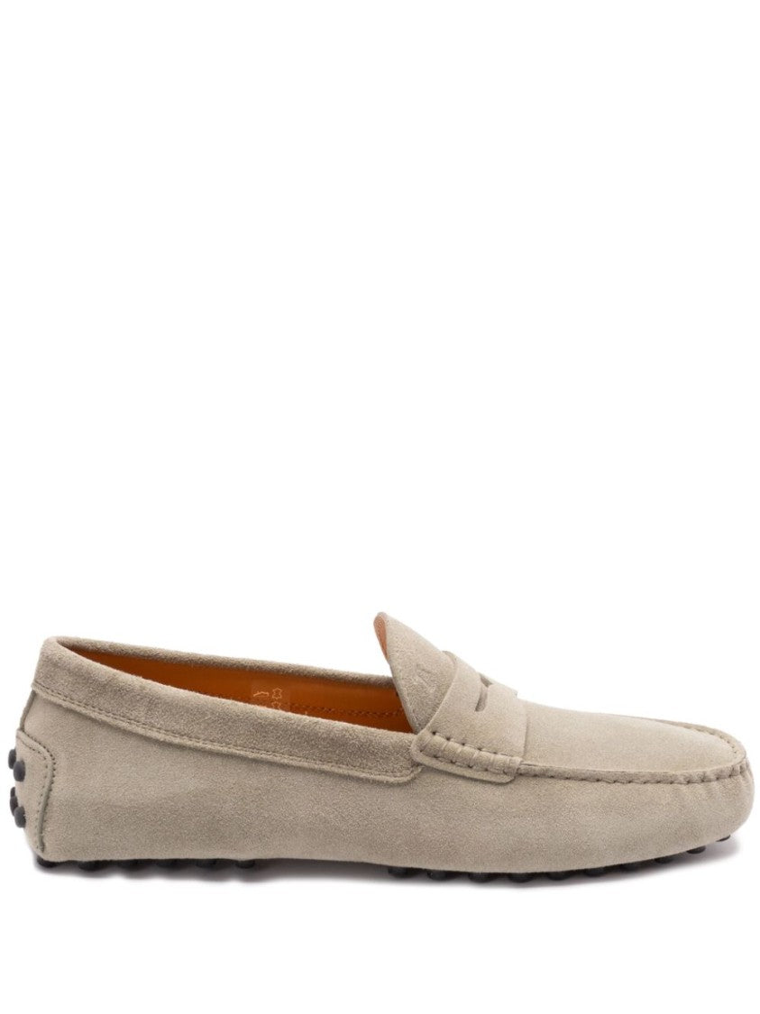 Tod's Beige Suede Slip-On Moccasins With Classic Detailing