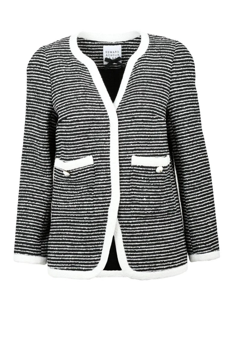 Edward Achour Blazer Jacket Wool Polyester - Black/White