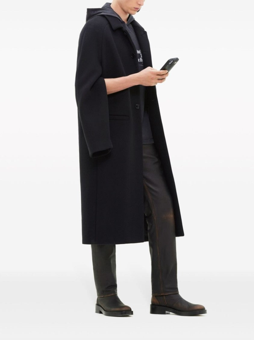 Courrèges Zipped-Sleeve Single-Breasted Wool Blend Coat