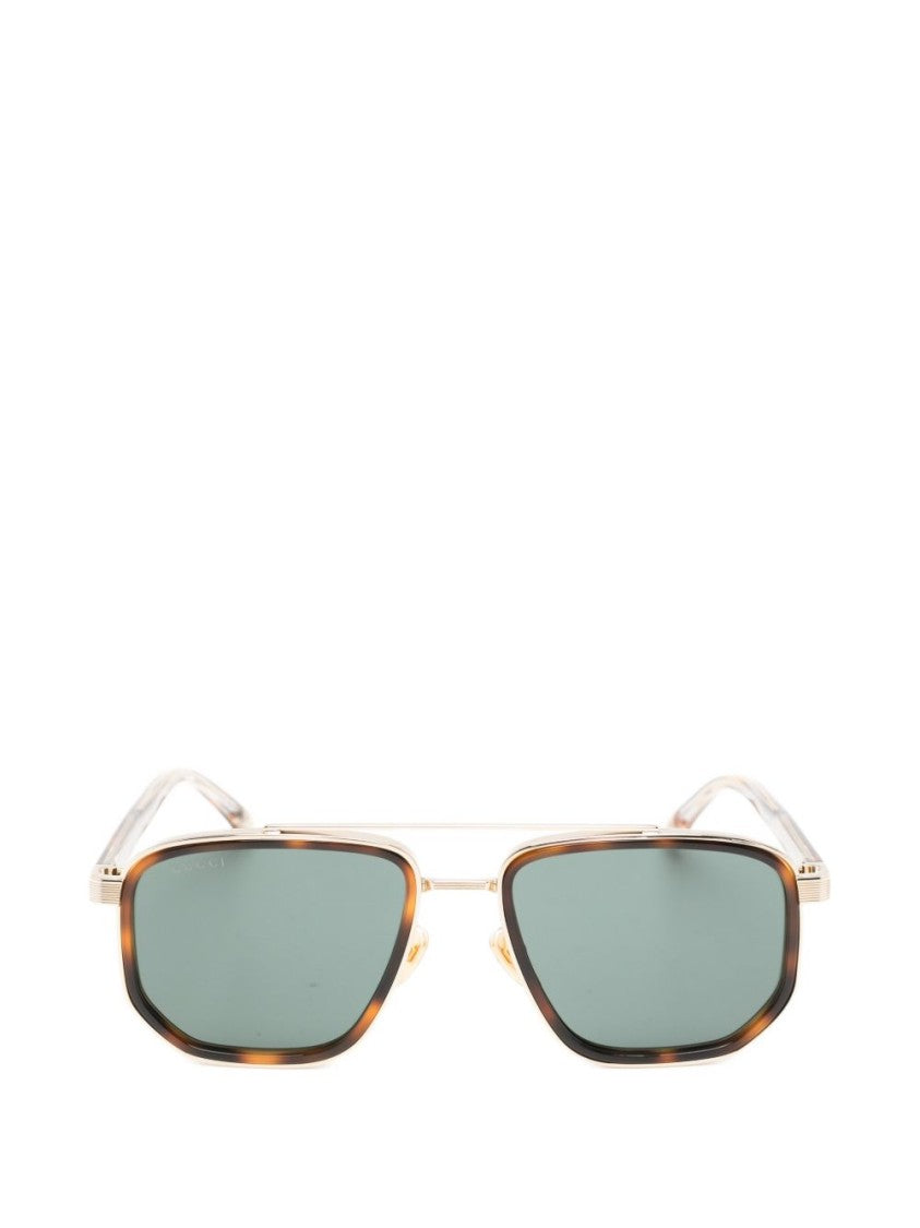 Gucci Brown Navigator Metal Double Bridge Sunglasses
