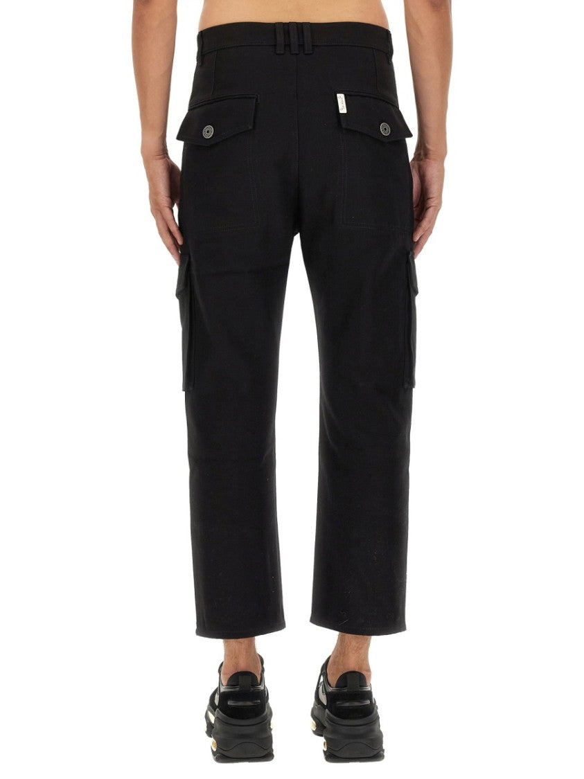 Balmain Cropped Black Cargo Pants