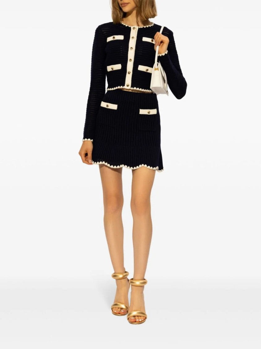 Self-Portrait Crochet-Knit Cropped Cardigan