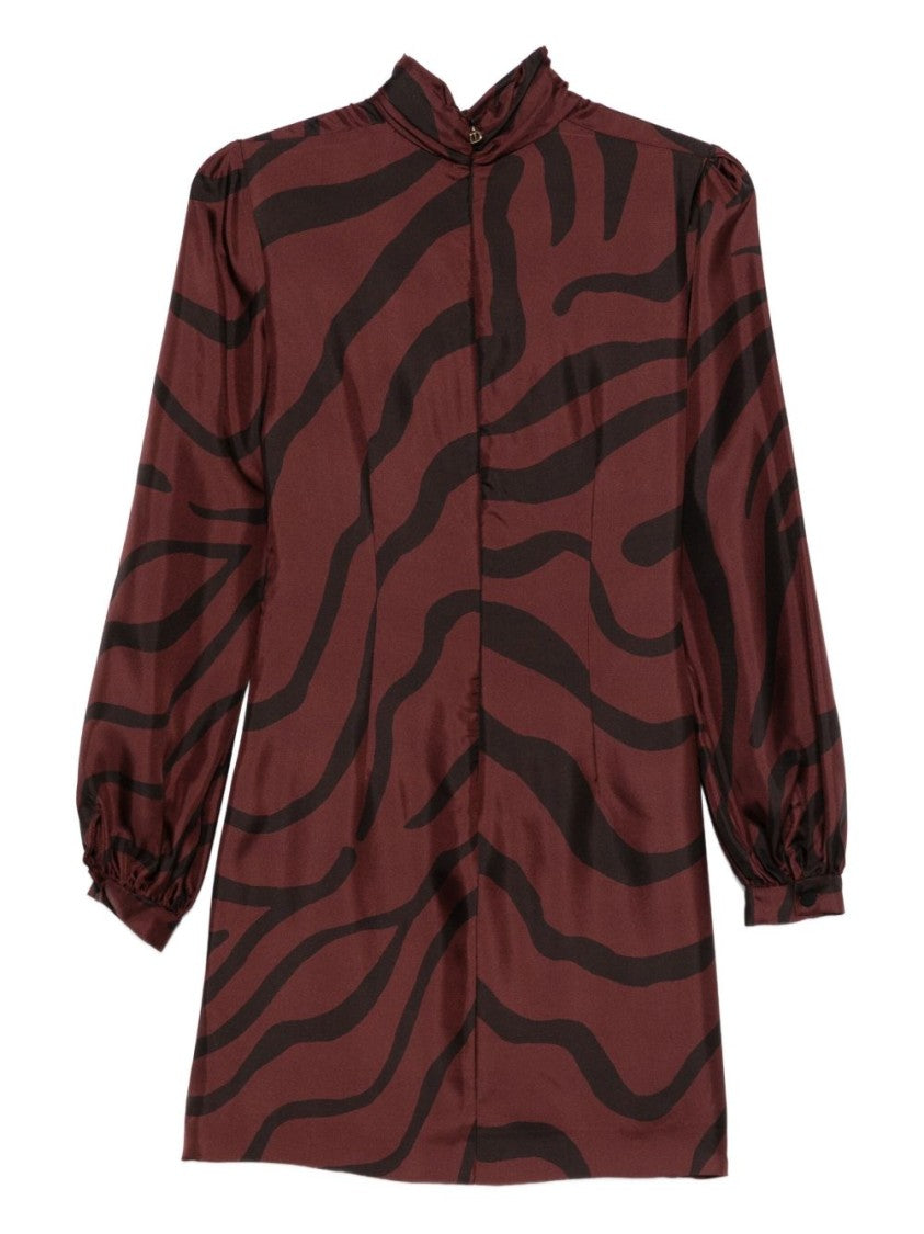 Raquel Diniz Silk Midi Dress With Abstract Stripes