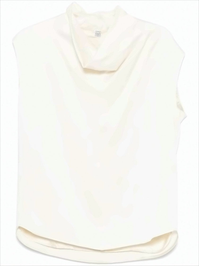 Totême Boxy Silhouette Sleeveless Top With Draped Cowl Neckline