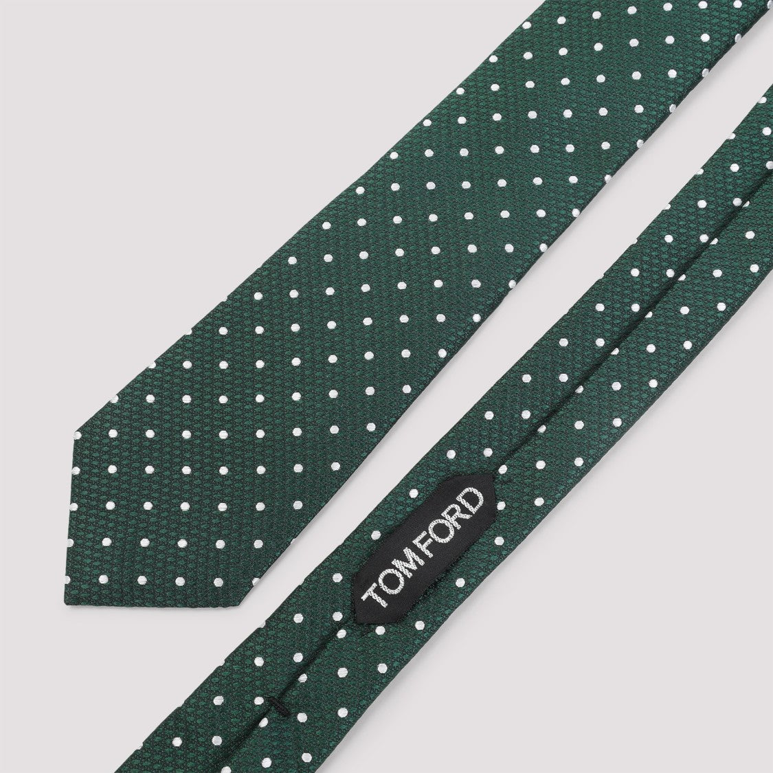 Tom Ford Slim Deep Green Polka Dot Tie In 100% Mulberry Silk