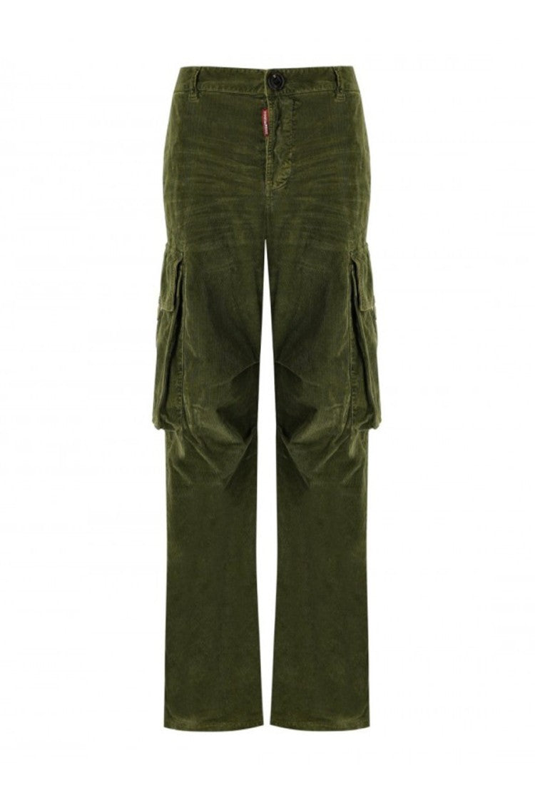 Dsquared2 Olive Green Cargo Trousers Relaxed Fit