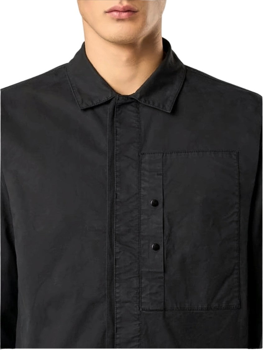 Stone Island Long-Sleeve Minimalist Shirt With Concealed Placket