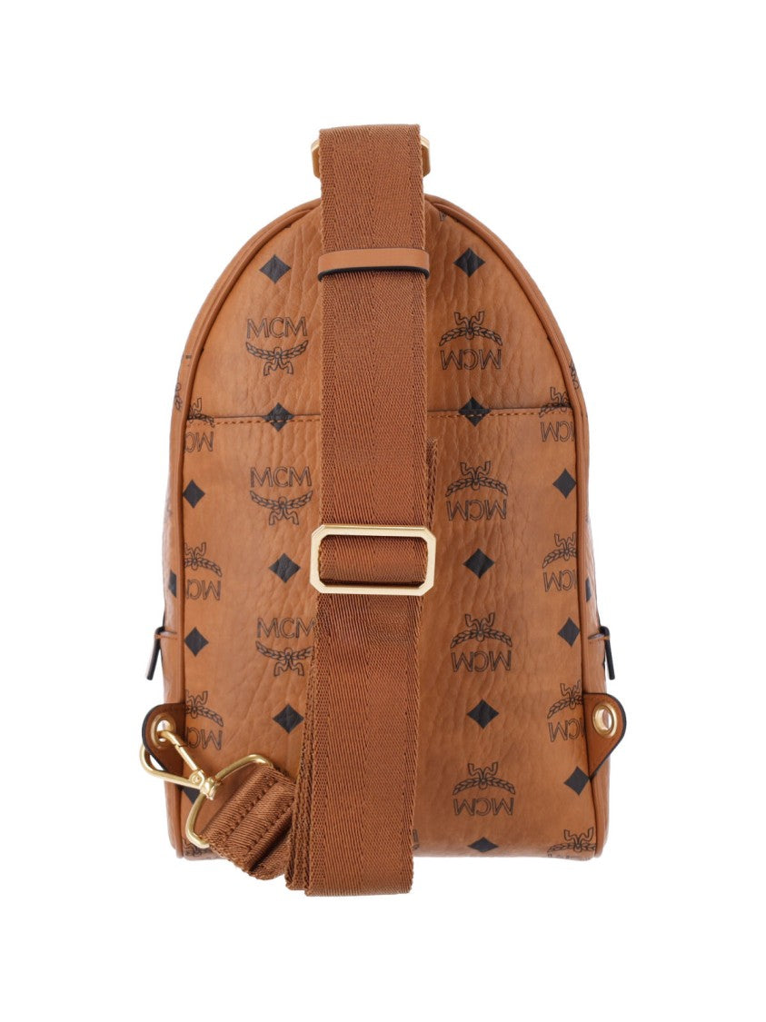 Mcm Brown Aren Visetos Canvas Shoulder Bag