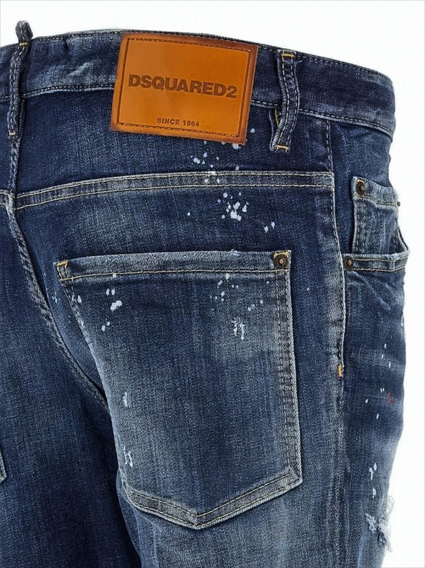 Dsquared2 Distressed Dark Blue Slim Fit Jeans