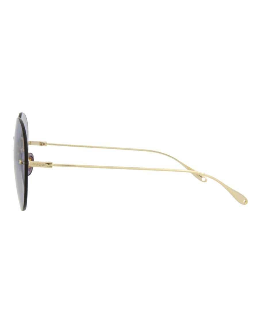 Gucci Rimless Round Metal Sunglasses With Decorative Danglers