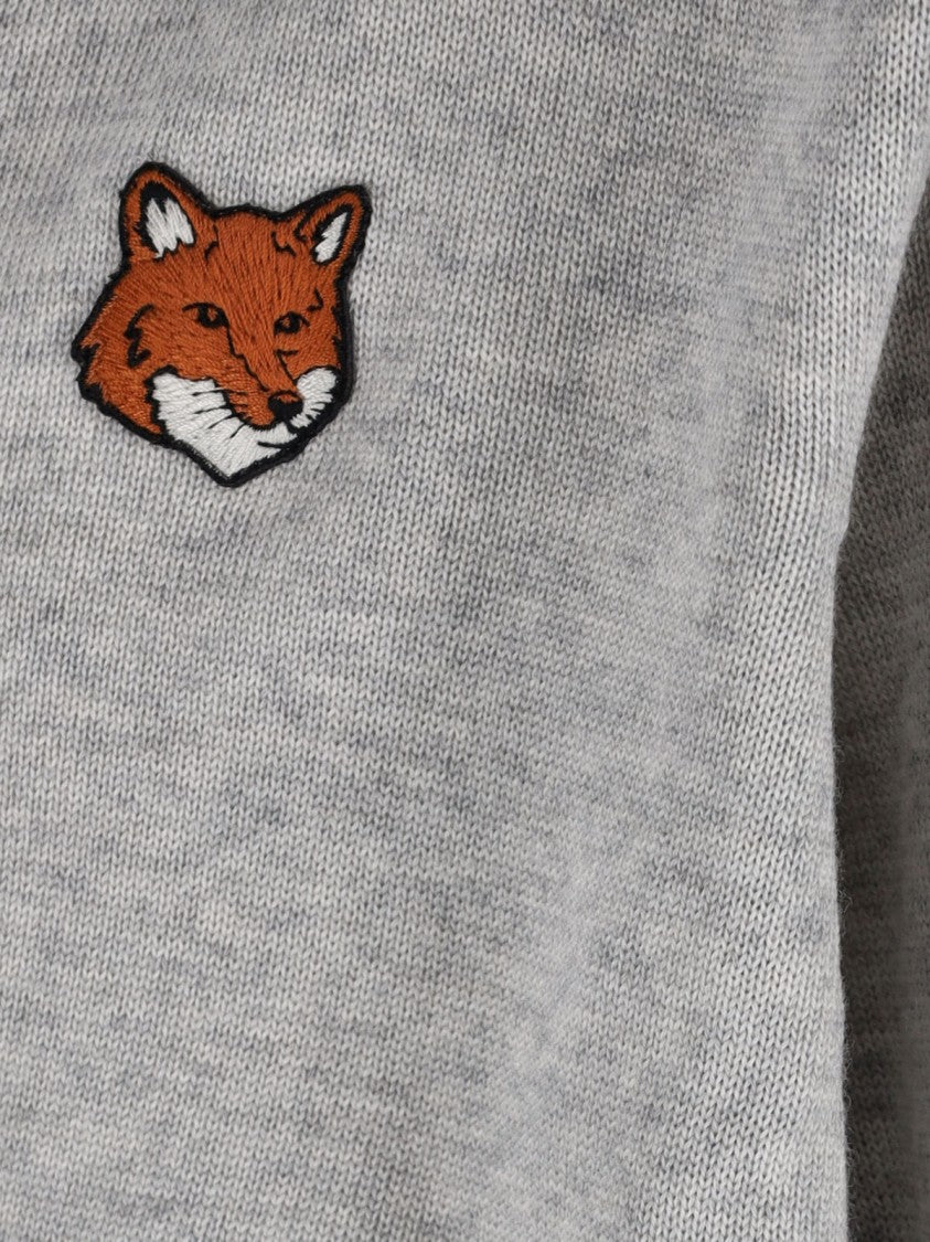 Maison Kitsuné Textured Knit Grey Sweater