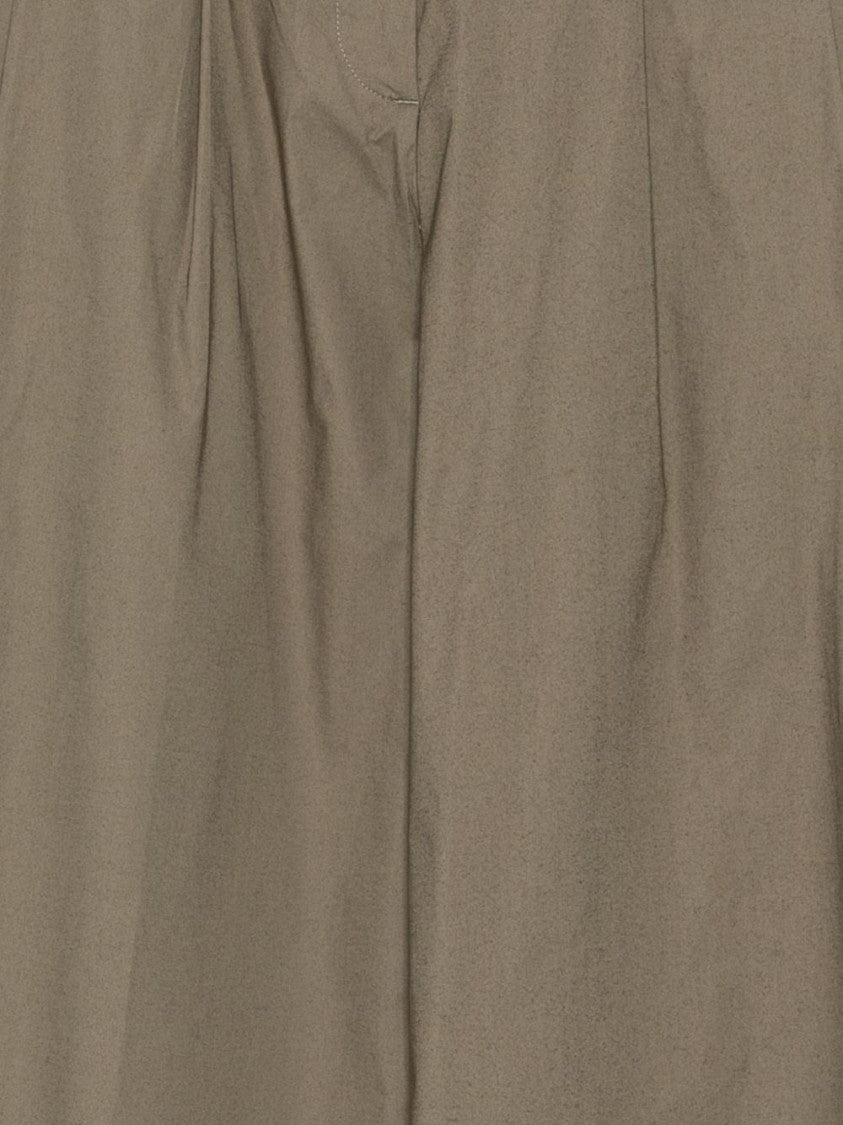 Nine In The Morning Pleated Wide-Leg Brown Trousers With Button Fastening And Belt Loops