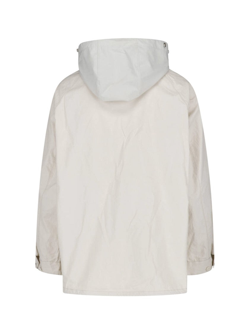 Lemaire White Technical Linen Hooded Waterproof Jacket
