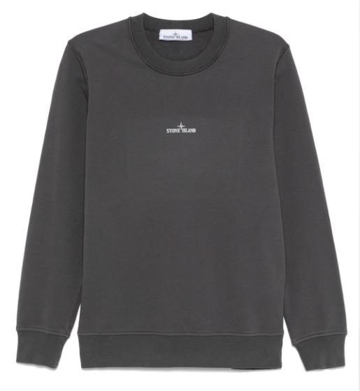 Stone Island Black Long-Sleeve Sweatshirt With Central Logo