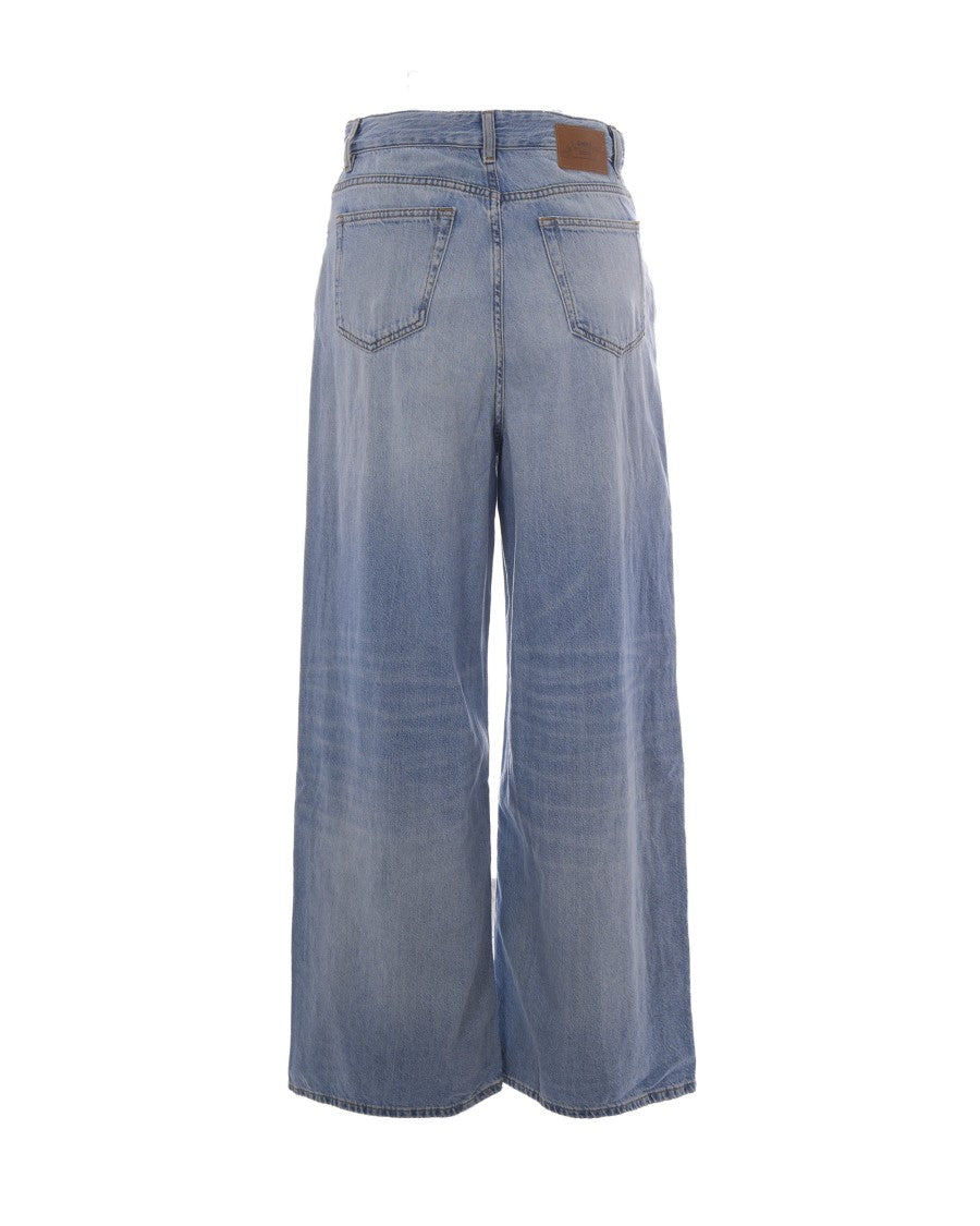 Ganni Light Blue Vintage Wide-Leg Jeans With Five-Pocket Design