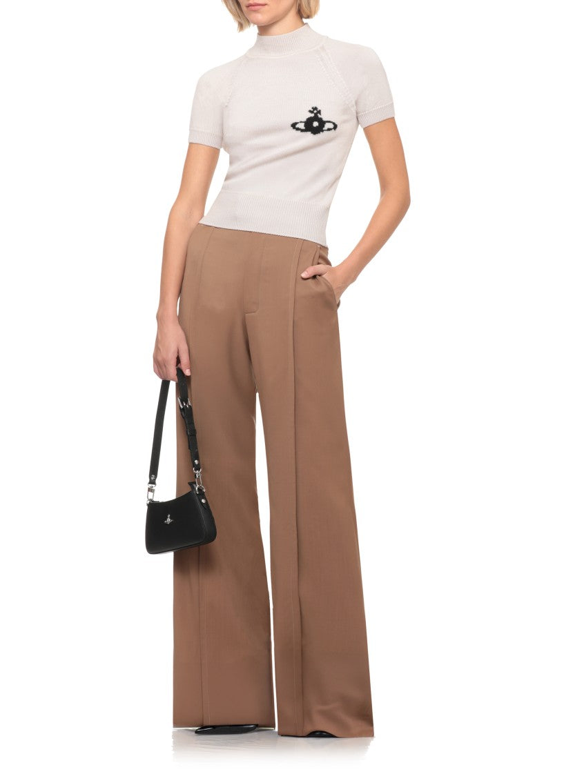 Vivienne Westwood Beige Bea High Neck Ribbed Wool Sweater