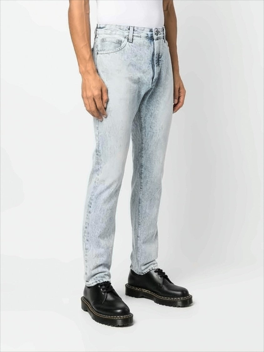 Palm Angels Light Acid-Wash Blue Denim Pants With Logo Detailing
