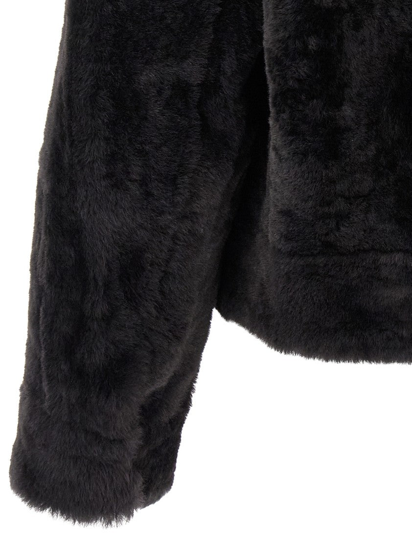 Brunello Cucinelli 'Shiny Zipper Pull' Shearling Jacket