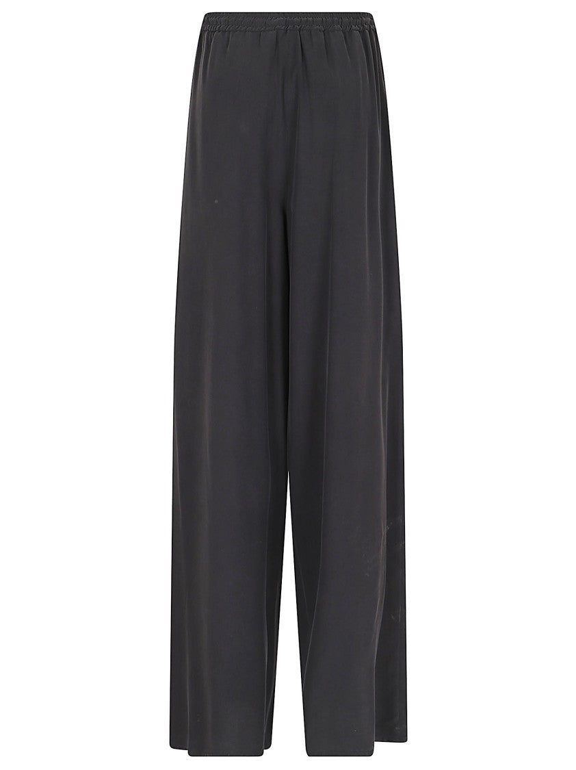 Max Mara Wide-Leg Washed Silk Trousers With Adjustable Waistband
