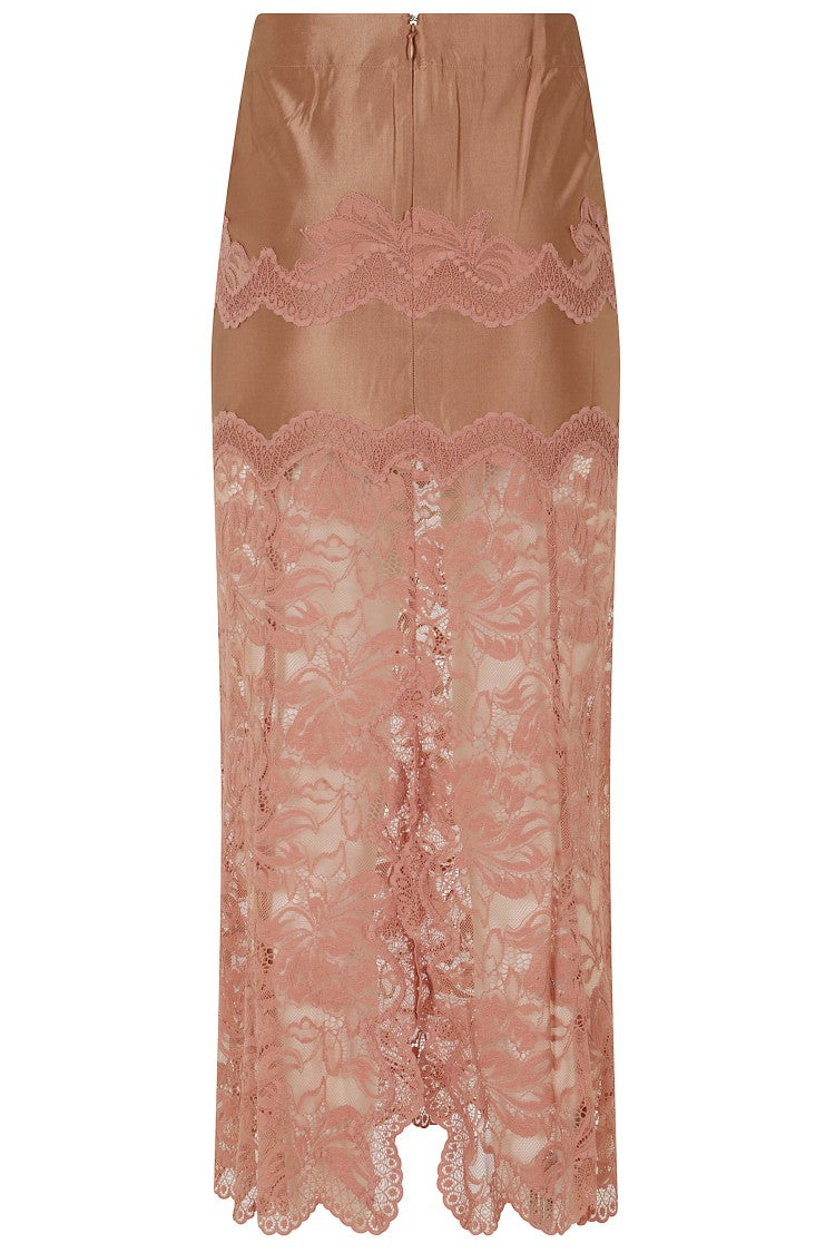 Rabanne Caramel Lace Viscose-Blend Midi Skirt