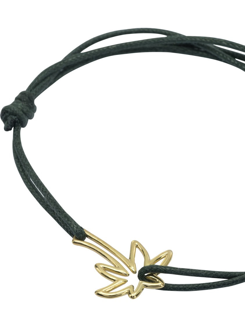 Aliita Adjustable Brass Palm Tree Bracelet With Cotton Rope Design