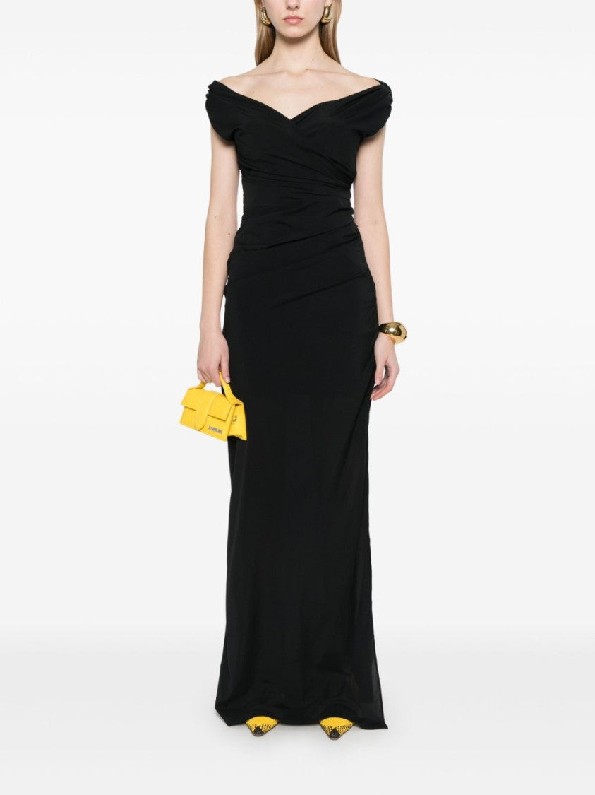 Jacquemus Black Underwire Ruched Sweetheart Neck Dress